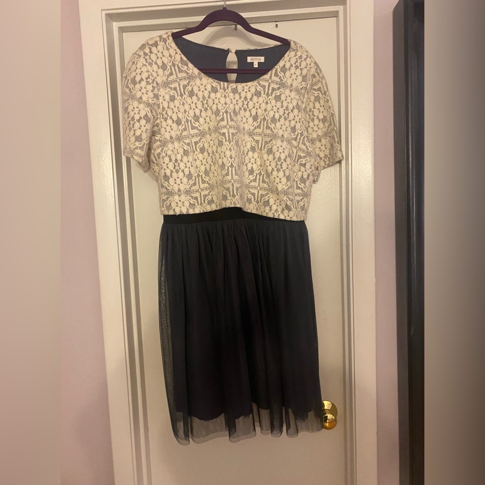Anthropologie lace top with tulle bottom dress